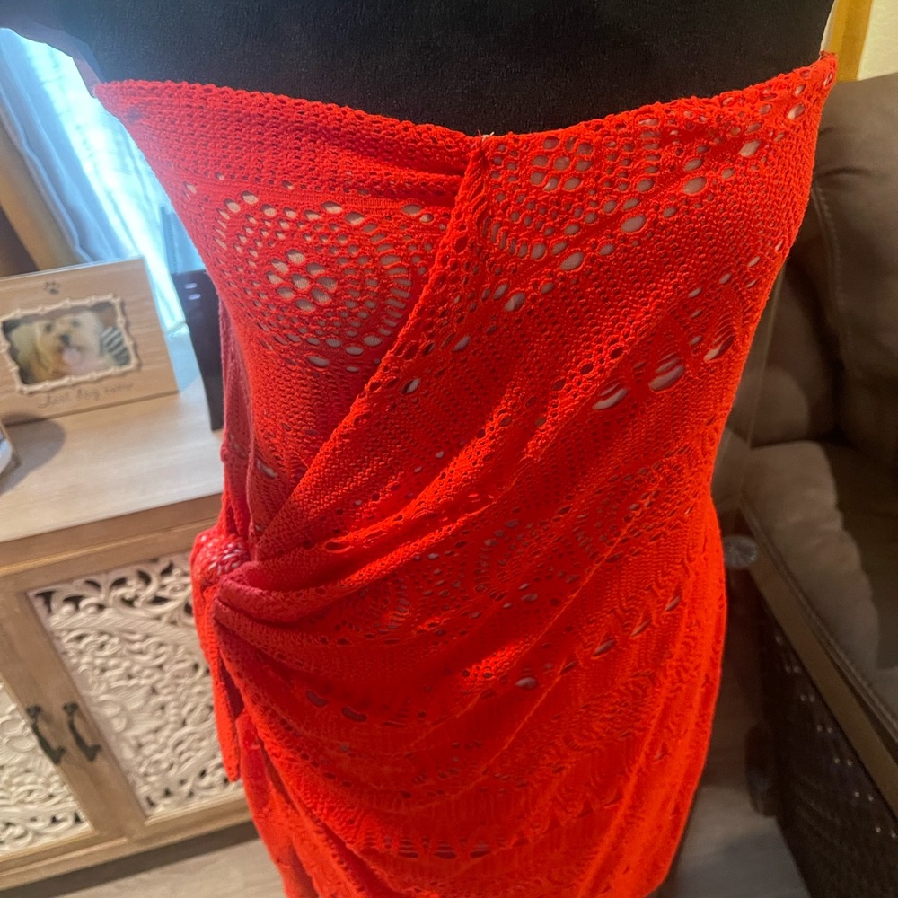 FREE PEOPLE NWT Strapless Sexy Fiery Red Sarong Dress XL Retail $98